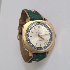 Vintage Men's Wittnauer Longines Luxury Geneve Automatic Gold Square Bezel Watch